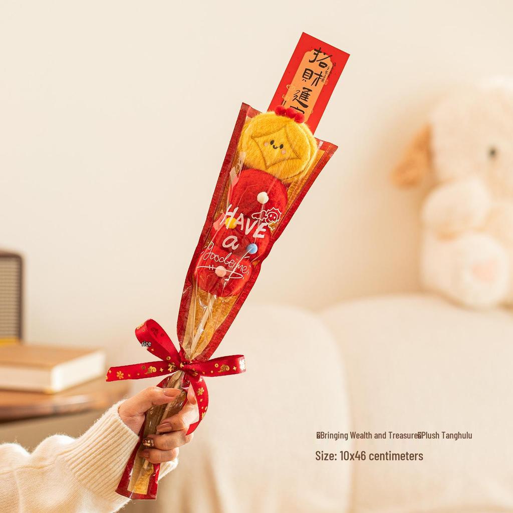 2026 Year of the Horse Tanghulu Plush Fortune Bucket – Chinese New Year Desktop Decor