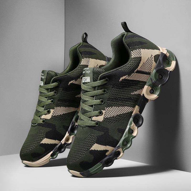 Zapatos casuales de verano, zapatos de malla de camuflaje para hombres, zapatillas transpirables de alta calidad para hombres, zapatos antideslizantes con amortiguación para exteriores para hombres