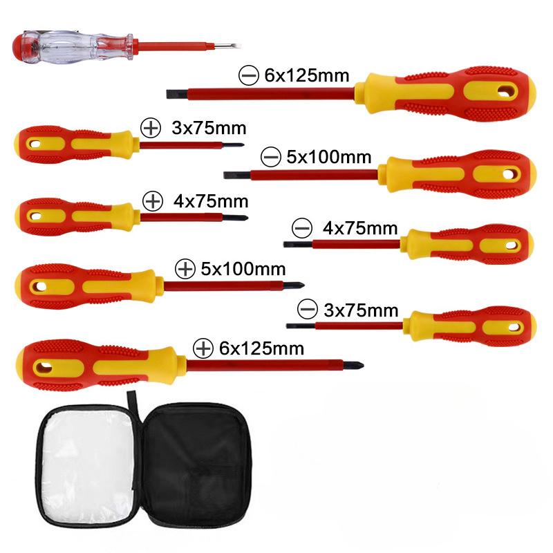10pcs Magnetic Screwdriver Screwdriver Set Insulated Phillips Slotted Bits Electrician For Electrician Hand Tool Multifunctional