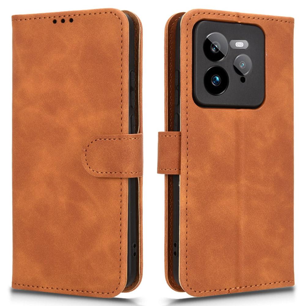 

For Realme GT 7 Pro 5G Leather Case Skin-Feel Anti-Drop Wallet Flip Phone Cover E
