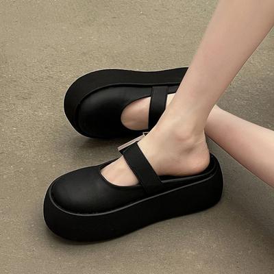 Niche Design Bag Head Half Slippers Women's Summer Wear 2025 New Belt Buckle Breathable Heightened Thick Bottom Sandals