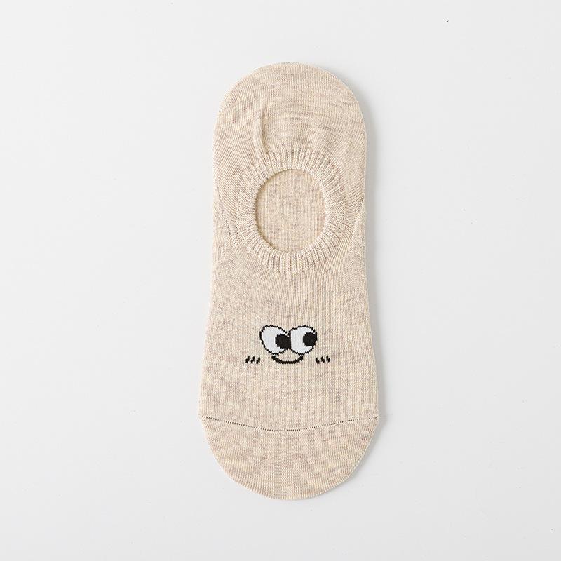 Damen Bootssocken, Dünne Baumwollsocken für Frühling und Sommer, die nicht verrutschen, Silikon Anti-Rutsch Sommer Unsichtbare Socken, Eye Kurze Socken