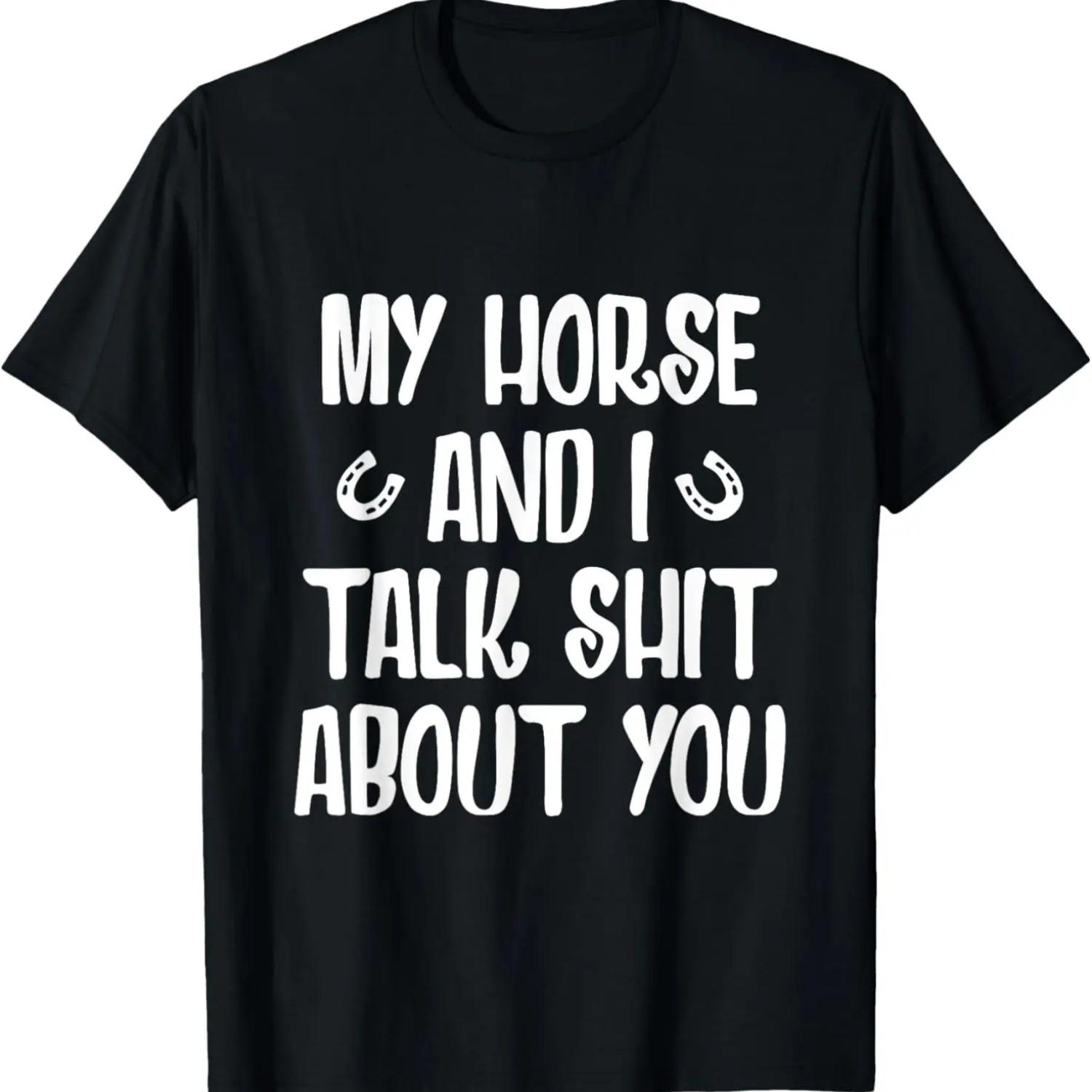 Футболка  Моя лошадь и я говорим о тебе гадости S чёрный