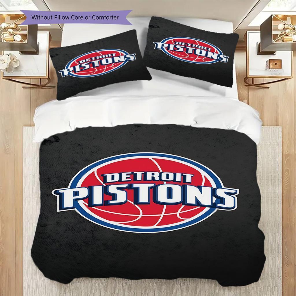 Lebendige Detroit Pistons NBA Spirit Bettwäsche(1 Bettbezug + 2 Kissenbezüge, ohne Füllung) Weiche und bequeme Bettbezug und Kissenbezug Bettwäsche-Set