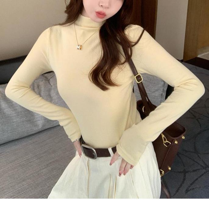 Threaded German velvet 220g, semi-turtleneck solid color shirt for women s autumn and winter new high-end German velvet inner XL жёлтый