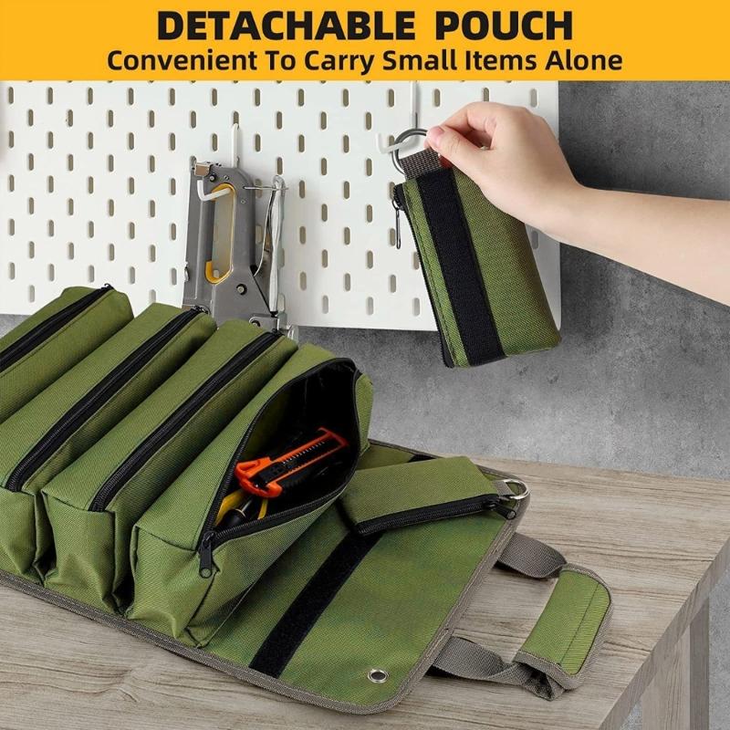 Multi-Purpose Roll Up Tool Bag Wrench Screwdriver Canvas Tool Carrying Organizer Bucket Car Wrap Roll Storage Case Pouch