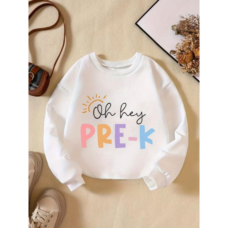 Kids Sweatshirt In The Back-To-School Season, Wear Round-Neck Sweatshirts Featuring Creative Letter Designs, Perfect for Casual Outings