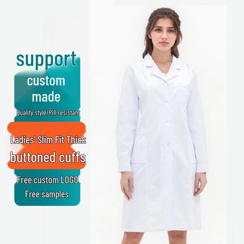 Unisex Custom Logo Long Sleeve Laboratory Coat