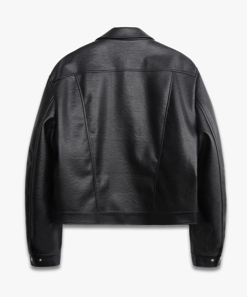 DOFFJASON Contour Crop Leather Jacket Black