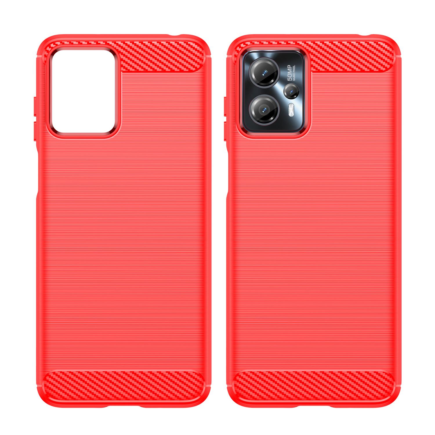 

Shockproof Mobile Phone Case for Motorola Moto G13 4G/G23 4G,Brushed Carbon Fiber Texture Anti-scratch Phone Cover Red