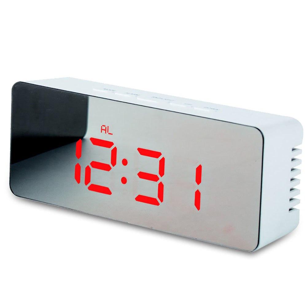 Table Clock Alarm Clock Snooze LED Digital Mirror Clock Time Temperature Large Electronic Display Rectangle Digital Desk Clock