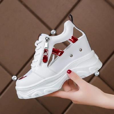 Sandali da donna estivi 2025, zeppe da 9 cm, scarpe da ginnastica traforate, scarpe casual da donna, scarpe bianche