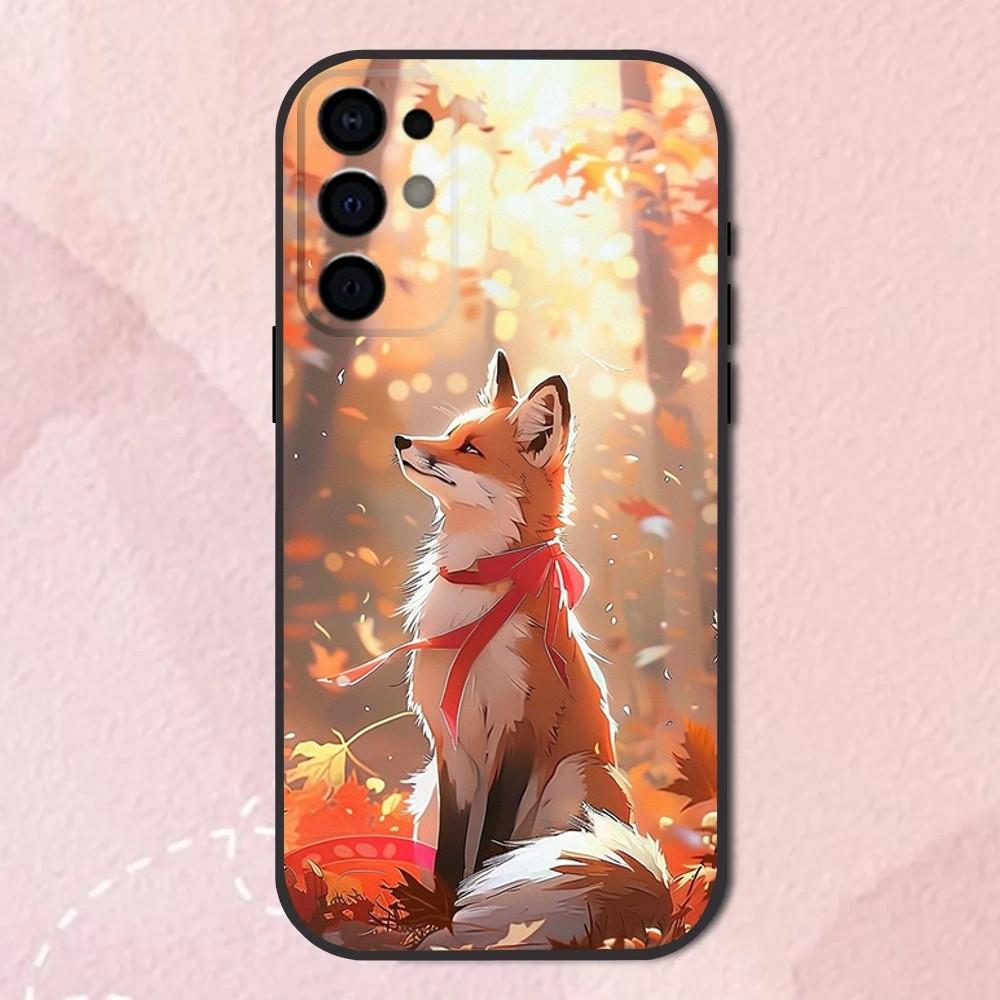 Pet animal Fox Phone Case For Samsung S25,S24,S21,S22,S23,S30,Ultra,S20,Plus,Fe,Lite,Note,10,9,5G Black Soft Shell