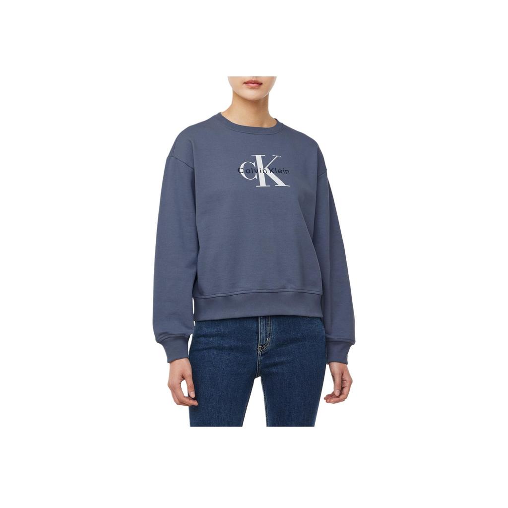 Calvin Klein Loose Logo Letter Crew Neck Long Sleeve Sweatshirt Women sweatshirt Dark-Blue 47B234G-FCG
