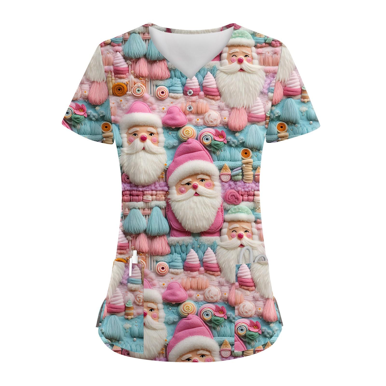 Женские модные повседневные топы с V-образным вырезом и рождественским принтом — фото 4