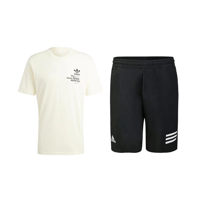 

Adidas Fashionable Comfortable Versatile Durable Short Sleeve Shorts Casual Sports Suit Unisex Activewear IS2902+GL5411