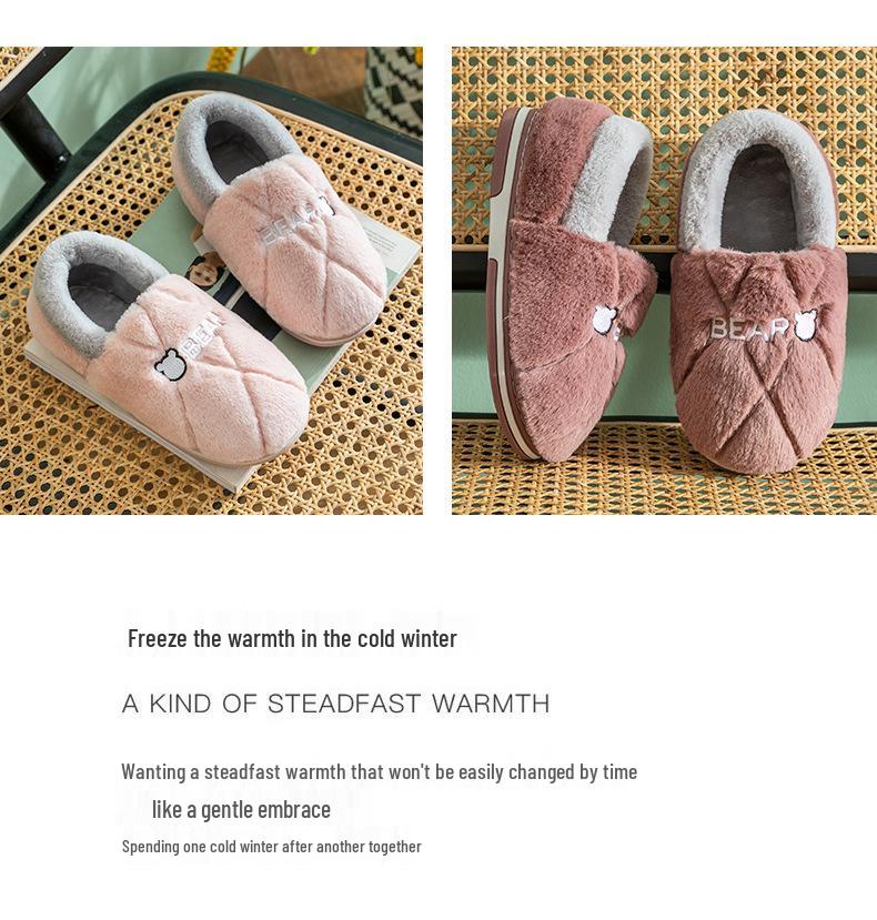 Men's & Women's Winter Wool-Cotton Slippers - Indoor/Outdoor, Heel-Covered, Plush Velvet-Lined, Warm & Cozy