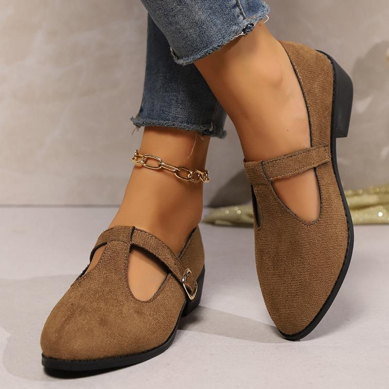 Women's New Fashion Brand High-heeled Solid Color Shallow Mouth Buckle Low-top Shoes Autumn Casual Pointed Toe Women's Shoes