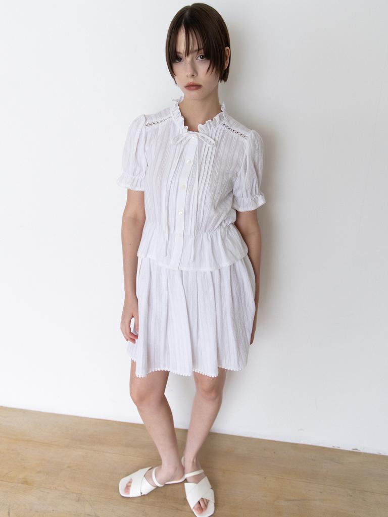 STAY WITH ME Cotton Lace Blouse_White