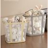 Large Capacity Nylon Mesh Laundry Basket with Handle Breathable Folding Portable Dirty Clothes Organizer Bags Toys Storage Bag