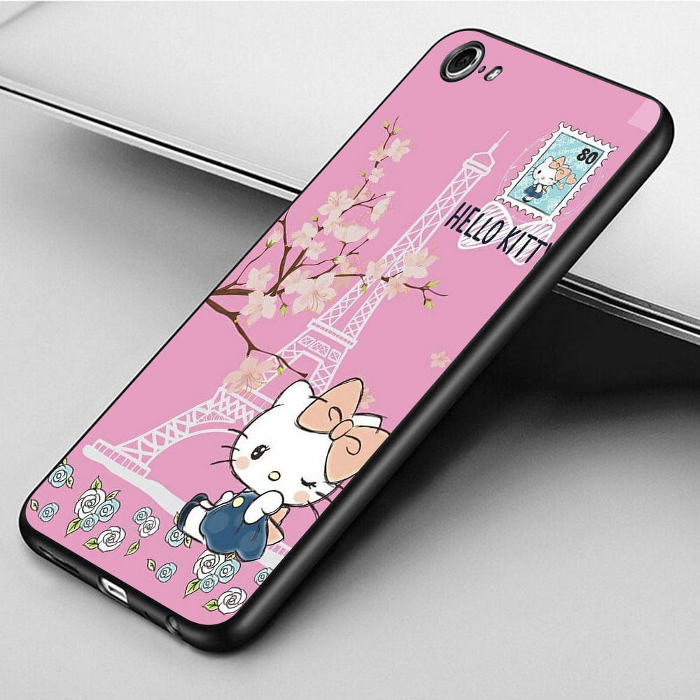 KT67 Hello Kitty Cartoon Case for iPhone 16 15 Plus 14 13 12 11 Pro 8 7 6S 6 SE 5S X XR XS Max Realme C30 C33 C31 9I Huawei P30 Black Sofe Cover