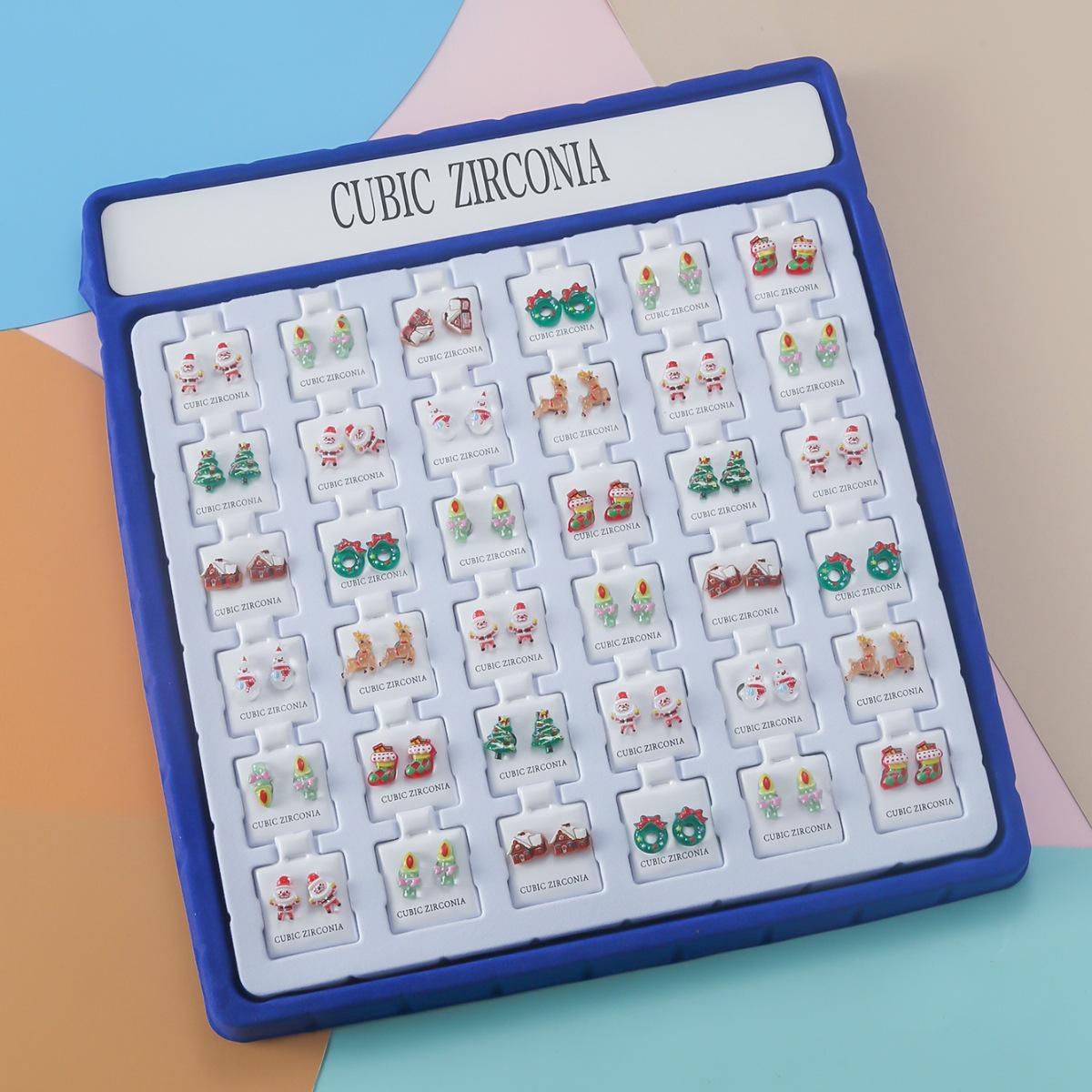 

36 Pairs Cross Saint Pattern Stud Earrings - Elegant European & American Fashion for Christmas