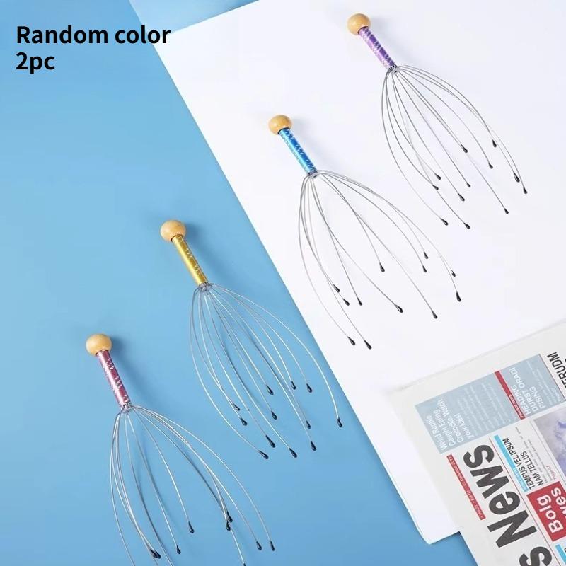 2PC Head Massager Octopus Five Claw Scalp Meridian Massage Claw Therapy Scratching Tool Soul Extractor Random Color