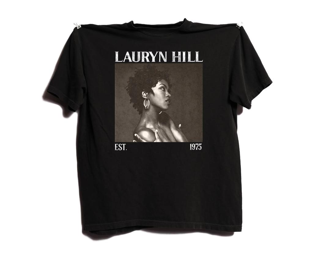 Lauren Hill Album Music Tshirt Comfortable Neck Retro Style Printed Pattern Daily Casual Short Sleeved Shirt