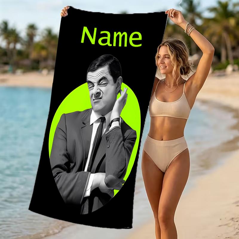 Customizable personalized beach towels Mr. Bean themed designs.Suitable for the beach, yoga, sports;ideal as beach accessories