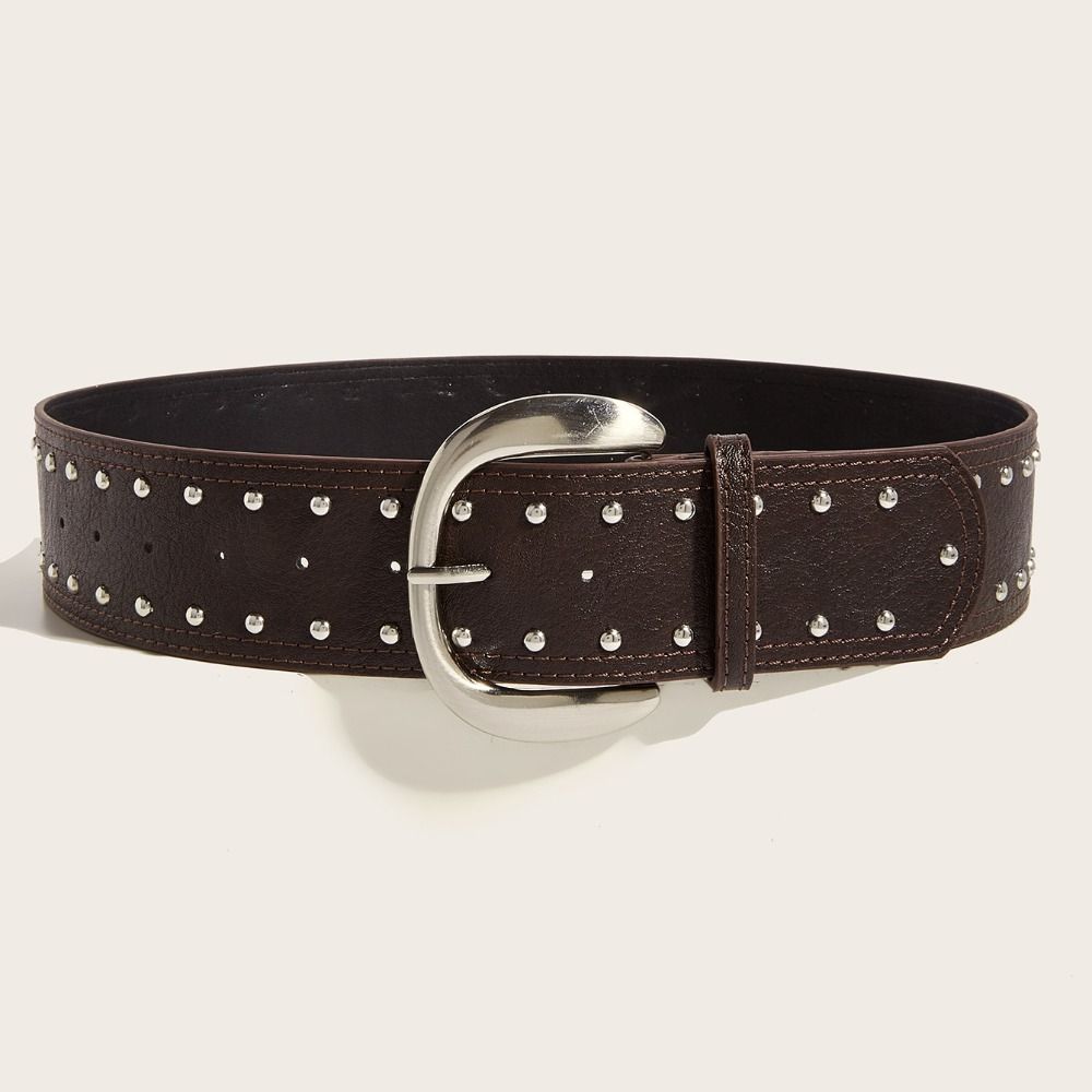 Heavy-Duty Design Sense Rivet Wide Belt For Women Vintage Y2k Versatile Skirt Jeans With Decorative Slimming Belt