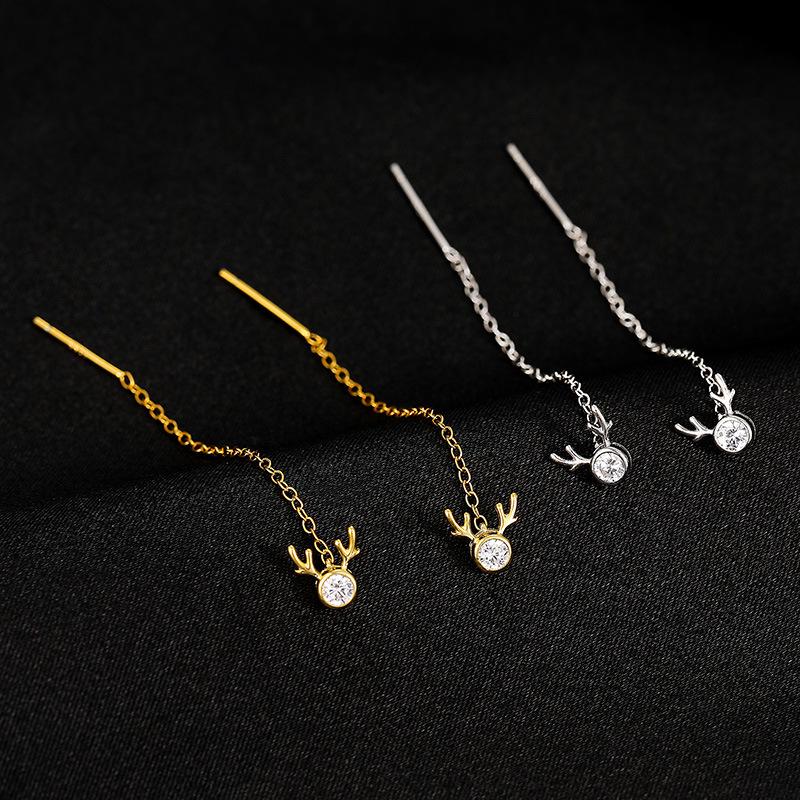 Náušnice s třásněmi Banyan Tree S925 Stříbro Paroh s vsazenými diamanty - Dámská vánoční edice.