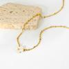 ins French light luxury white shell peach blossom pendant necklace women's plated 18k gold stainless steel exquisite collarbone chain