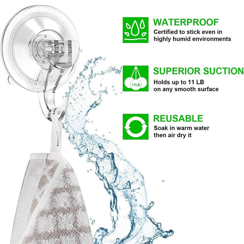 1/2 Stück Saugknapfhaken Wiederverwendbare Leistungsstarke Wasserdichte Duschhaken Hochbelastbarer Vakuumsaugnapfaufhänger für Dusche Fenster Handtuch Tür