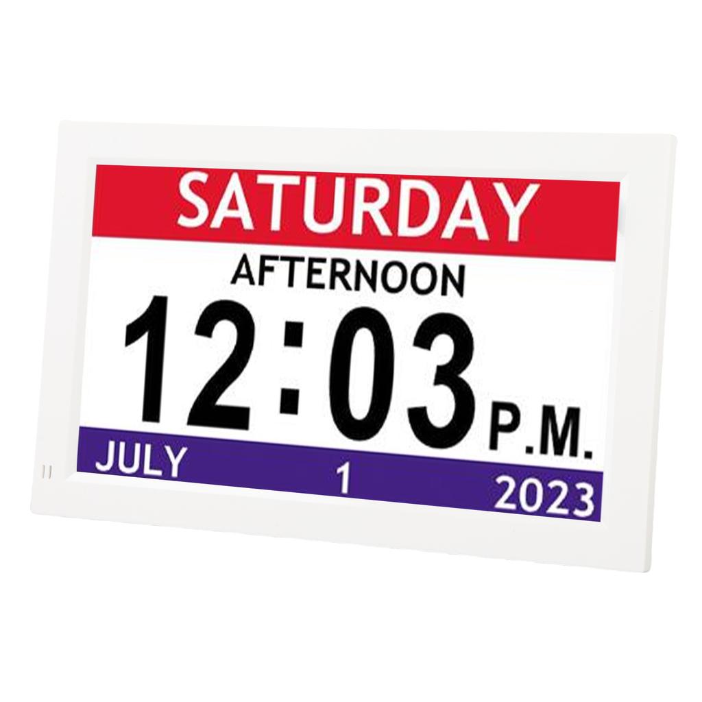 7 Inch Digital Clock with 12 Alarms, Unabridged Calendar Clock for the Eld ly and Ev yone, Auto Dimming, Am ica Large Display Clock with
