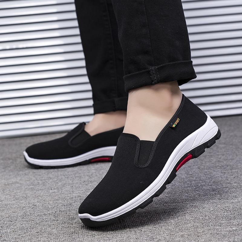 Old Beijing Cloth Shoes Medium and Old Men's Cloth Shoes Casual Shoes Soft-soled Running Shoes One Pedal Lazy Shoes