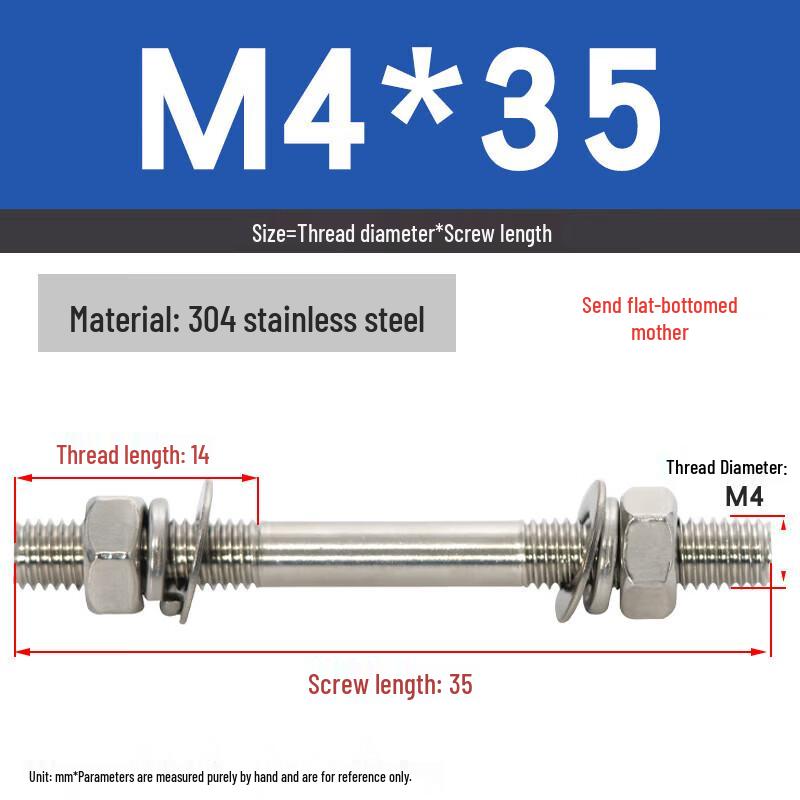 304 Stainless Steel Double-Ended Bolt & Nut Set