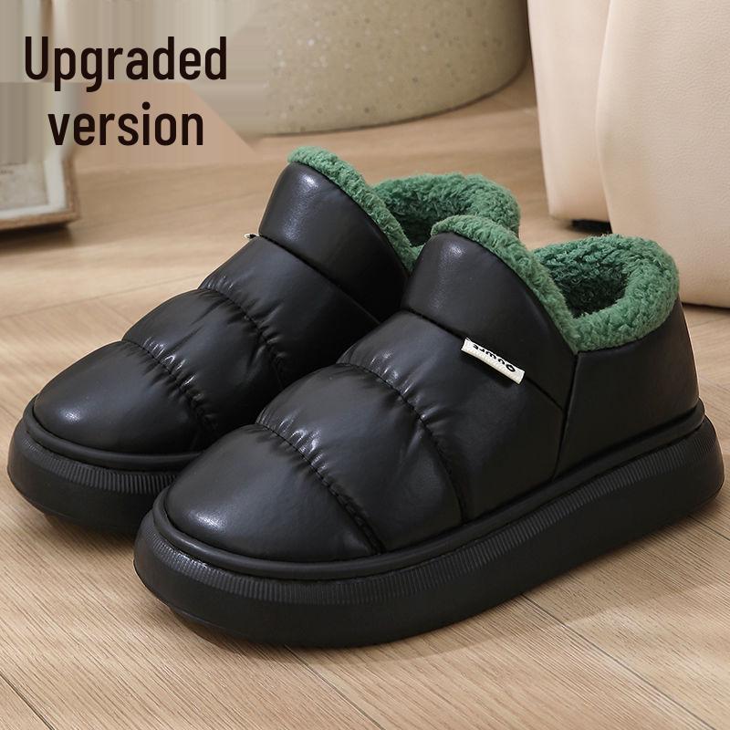 EVA Non-Slip Waterproof Plush High-Top Cotton Slippers for Men & Women - Thick Sole, Heel-Covered Design for Winter, Indoor/Outdoor Use