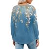 Damenmode Lässig Plissiert Rundhals Vintage Blumendruck Langarm T-Shirt Top
