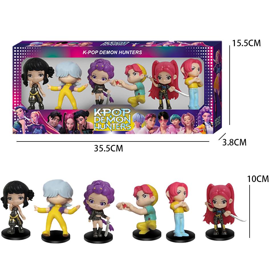 Neues 6-teiliges Set 10CM Anime Kpop Dämonenjäger Jungen und Mädchen Serie Figur Spielzeug Dekoration Statuen Ornamente Weihnachtsspielzeug Geschenke