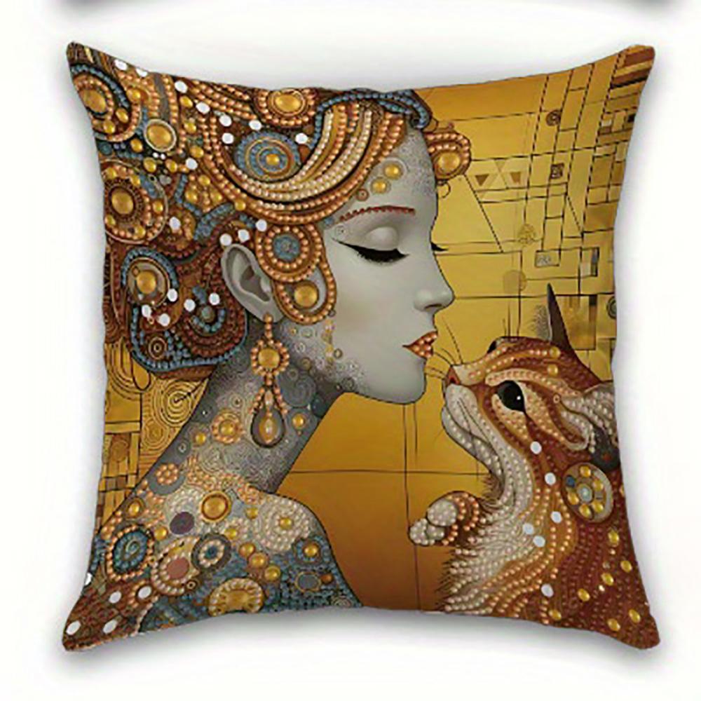1/4pcs Artistic Cat-Printed Pillowcases Sofa cushion cover home bedroom room decoration