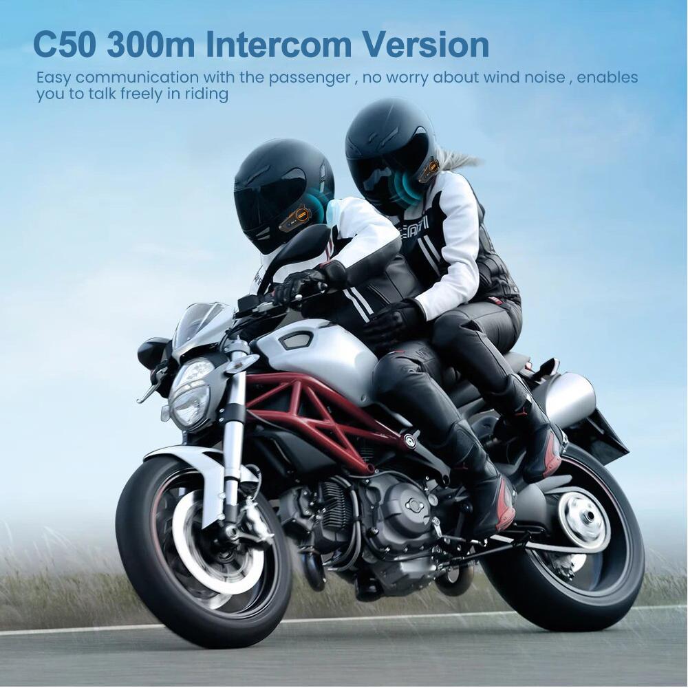 Motorcycle Helmet Intercom Headset Stereo Bluetooth Hands Free Call IPX67 Waterproof Tri-Color Ambient Light 1000H Long Standby