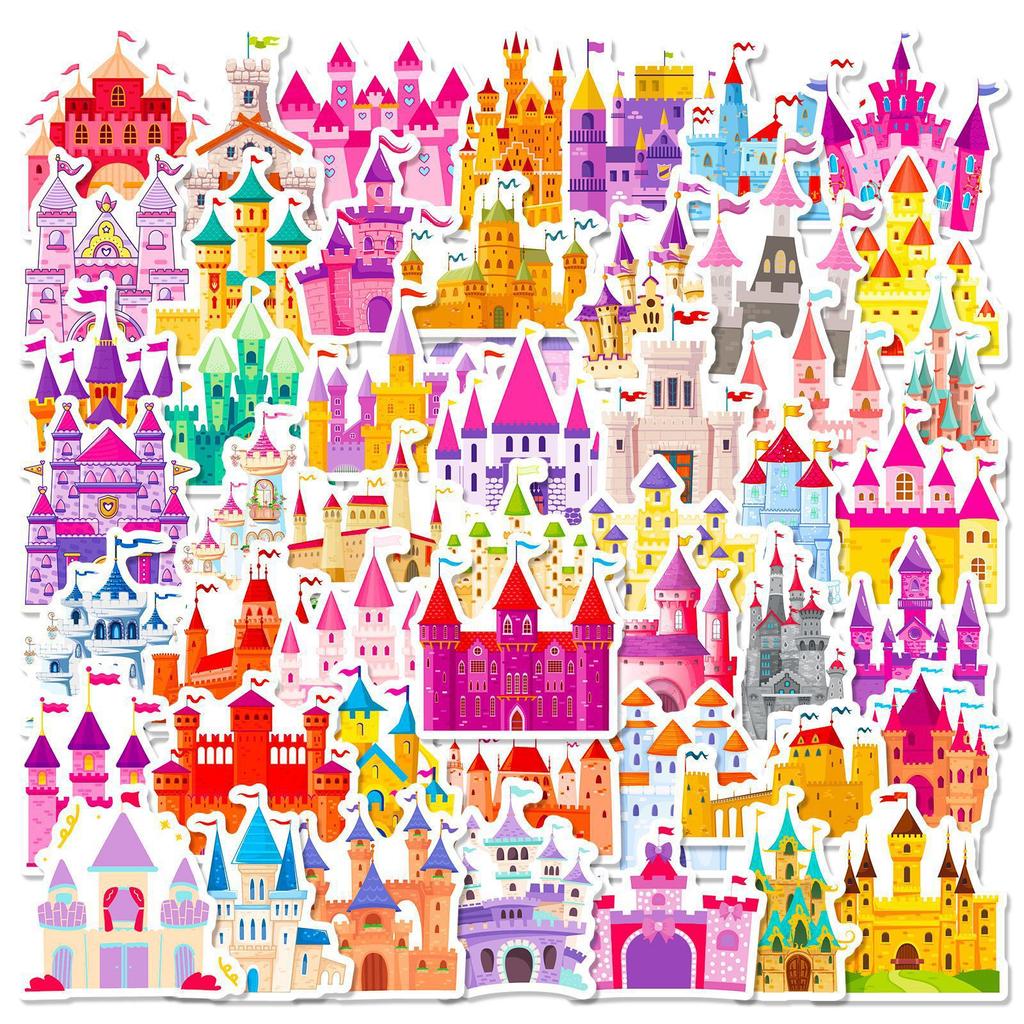 100 Fairy Tale Crown Castle Series Waterproof Stickers Children's Reward Stickers Mobile Phone Case Children's Toy Decoration