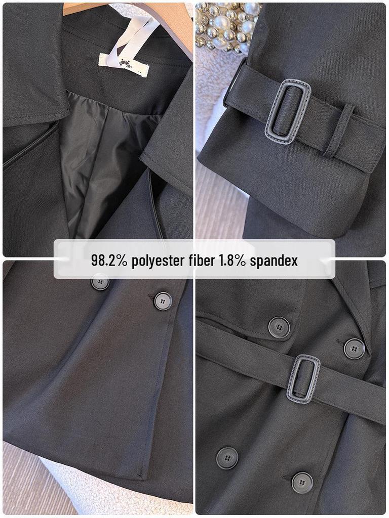 Plus Size British Style Mid-Length Trench Coat for Women, Waist-Cinched for a High-End Feel, Fits 130-350 lbs, Spring to Winter Fashion.