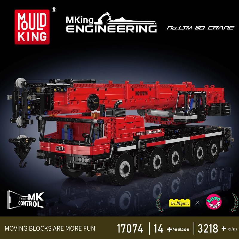 Mould King 17073 17074 Technical Car Toys The RC LTM 1110 Crane Building Block Engineering Truck Brick Set Kids Christmas Gift