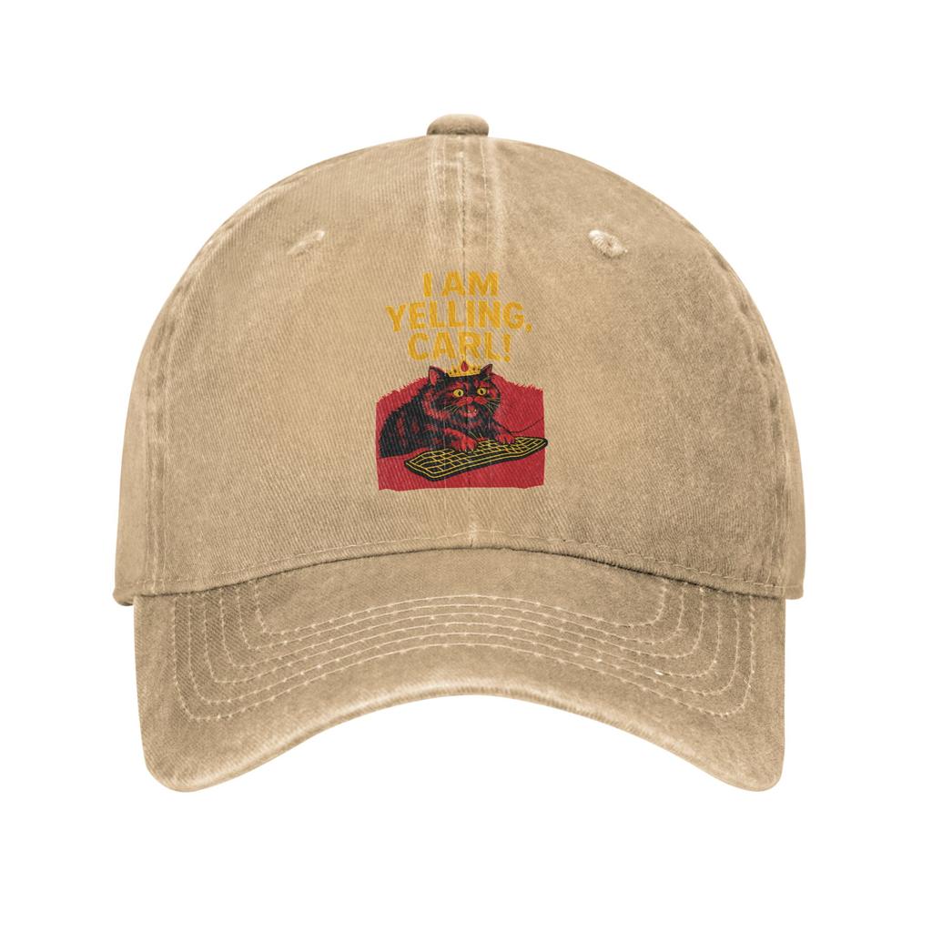 Funny I Am Yelling Carl Cat Meme Unstructured Baseball Cap Distressed Denim Washed Keyboard Snapback Hat Outdoor Adjustable