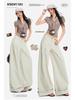2026 Spring Women's American Style Cuffed Casual Wide Leg Pants - Loose, Comfortable, Slimming Drape