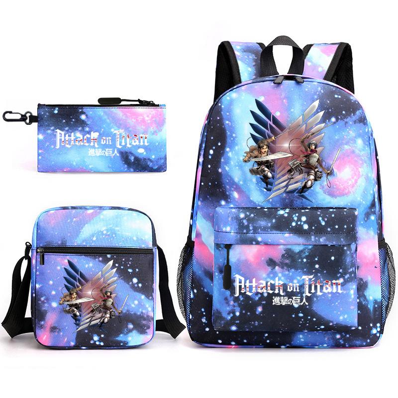 Attack on Titan Teen Anime Rucksack Attack on Titan Schultasche Dreiteiliges Set