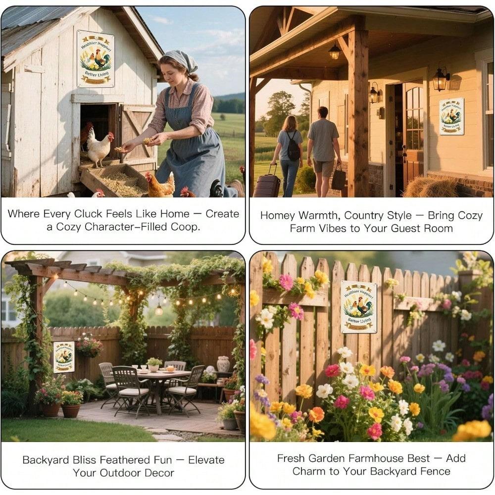 Rustic Farm Poultry Metal Plaque, Vintage "Our Feathered Family" Chicken Decor, Home Art Accent forFarmer&Country Lifestyle Fans