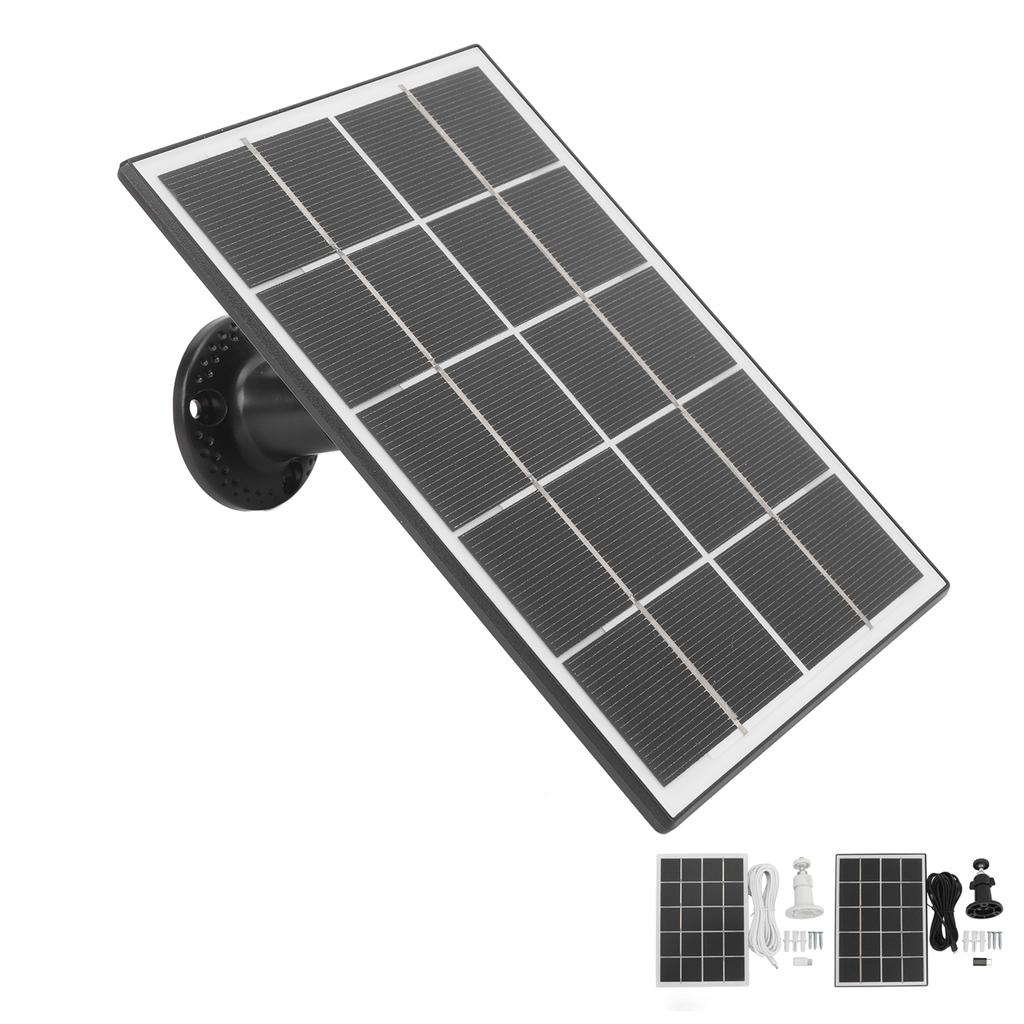Camera Solar Charging Panel with Bracket 3W 5V Monocrystalline Silicon Type C Security Camera Solar