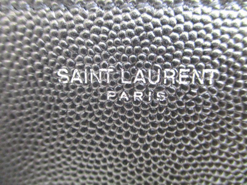Portafoglio compatto bifold in pelle nera Saint Laurent Paris YSL autentico #9784 ricondizionato